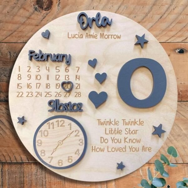 New Baby Birth Arrival Sign Newborn Statistics Plaque