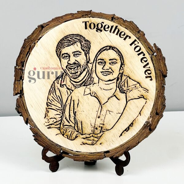 Personalised Circle Wooden Photo Frame with Engraving